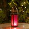 In the Breeze 9213 — Pink & Red Large Hex Tealight Lantern — Moroccan-Style Boho Chic Tealight Glass and Metal Tabletop Lantern